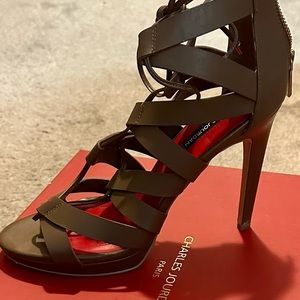 BROWN LEATHER SANDAL-LACE UP